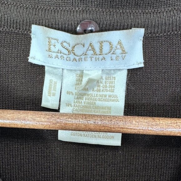 Escada Chocolate Brown Wool Cashmere Zippered Jacket Women's German Size 36 US S - Picture 9 of 9